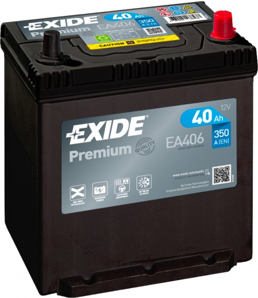 Аккумулятор автомобильный EXIDE Premium 6CT-40 Евро (EA406) 40Ah 350A 12V «+» справа