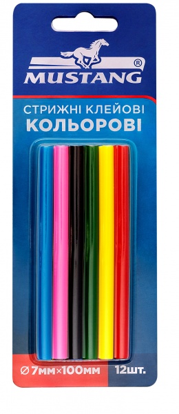 Стержни клеевые Mustang цветные 7 мм 12 шт.