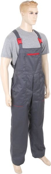 Полукомбинезон рабочий Торнадо Люксор рост 5/6 р. 44-46 серый с красными вставками