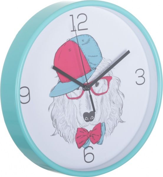 Часы настенные пластик, стекло, мятный, циферблат белый, 25,5x4,3 см