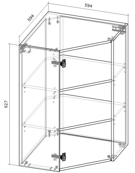 Шкаф верхний Грейд угловой (ТОП) 600x927x600 мм ваниль 