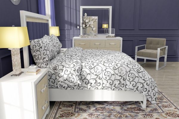 Комплект постільної білизни Буклє євро біло-чорно-сірий Rigel 