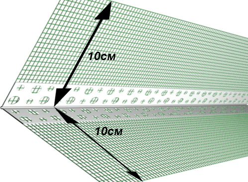 Уголок ПВХ фасадный перфорированный с сеткой ШТУКАТУР 100х100 мм 2,5 м 160г/м2 