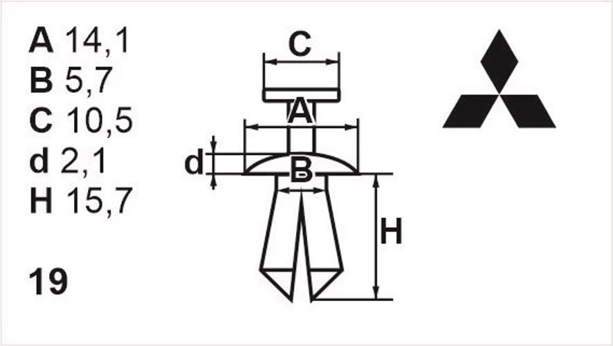 Кліпса з різьбовим штирьком універсальна Romix (B23147)
