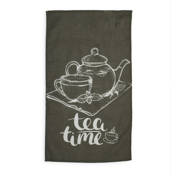 Полотенце кухонное Чай 35x61 см серый с белым 