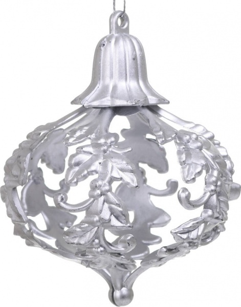 Декоративная подвеска Волчок 7x9 см серебро NY21045