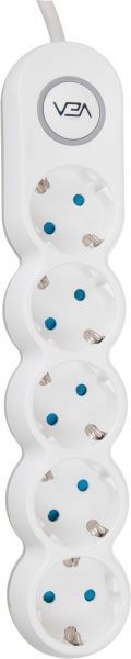 Удлинитель VEA VE2S5SWGR с заземлением 5 гн. белый 3 м 253103 