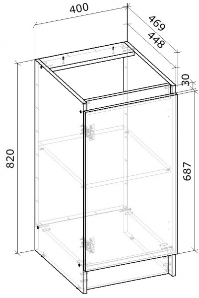 Тумба нижня МС Сніжана 40х82х46,9 см, білий Грейд