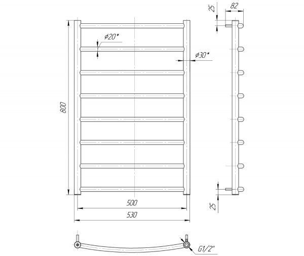Рушникосушарка Mario Класік 800x530/500 (1.1.0107.01.P)