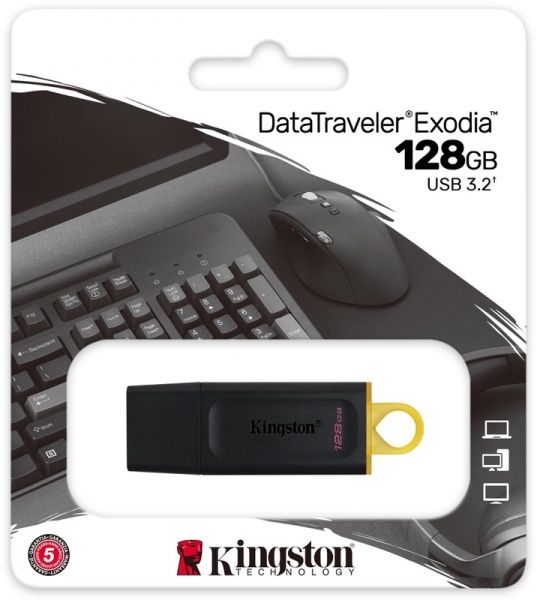 Флеш-пам'ять USB Kingston DataTraveler Exodia Black/yellow 128 ГБ USB 3.2 (DTX/128GB) 