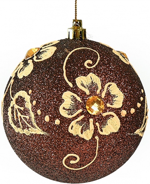 Куля новорічна Квіточки 100 мм коричневий 5905