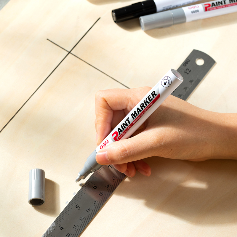 Маркер перманентный Deli EU500-SL 2,0 мм серебряный