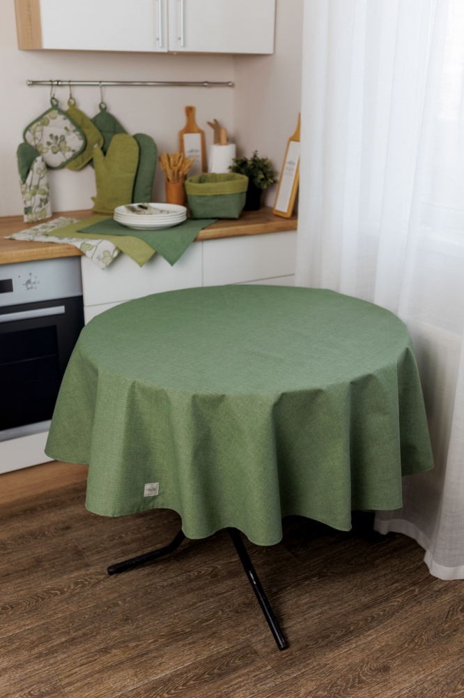 Скатертина Ботаніка Ø 160 см зелена La Nuit