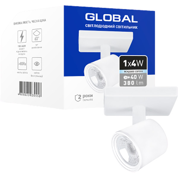 Світильник світлодіодний Global GSL-02S 4100K 1x4 Вт білий 