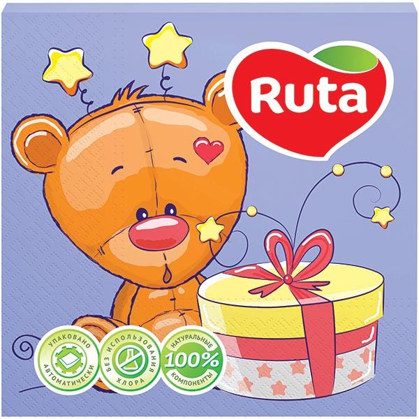 Салфетки столовые Ruta Сказка, с печатью ароматизированные 33х33 см голубой 20 шт.