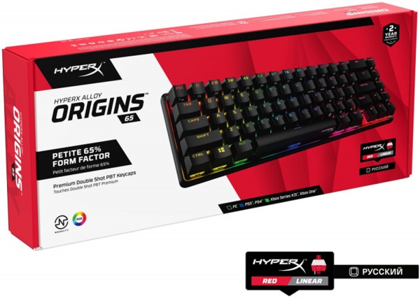 Клавіатура ігрова HyperX Alloy Origins 65 HX Red USB (4P5D6AX) black 