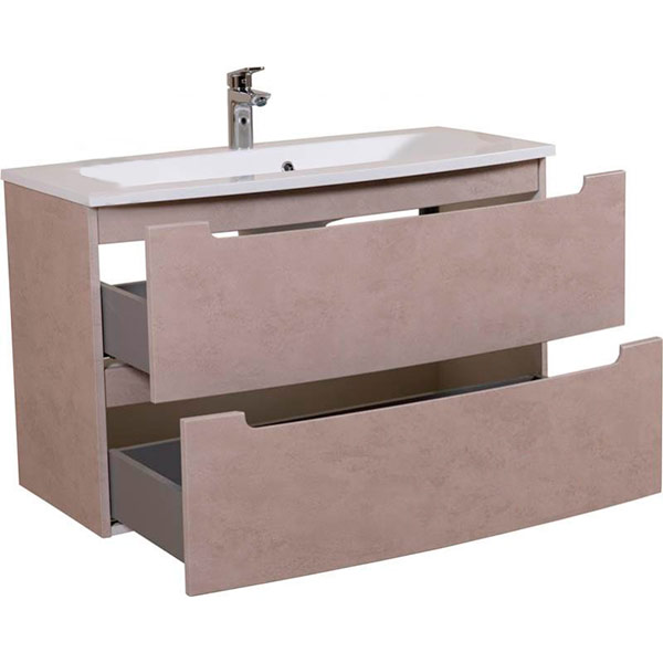 Тумба подвесная Aqua Rodos HeadWay 100 см бетон бежевый под умывальник из искусственного камня 100