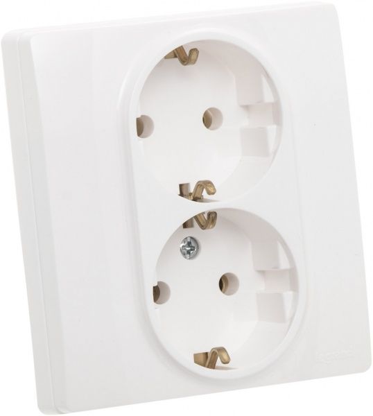 Розетка двойная с заземлением Legrand Etika 2Х2К+З со шторками белый