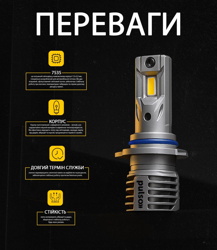 Автолампа светодиодная PULSO HIR2 27 Вт 2 шт.(M6-HIR2(9012) (60))