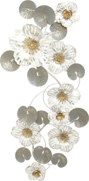 Декор настінний Flowers 165x69 см срібний 
