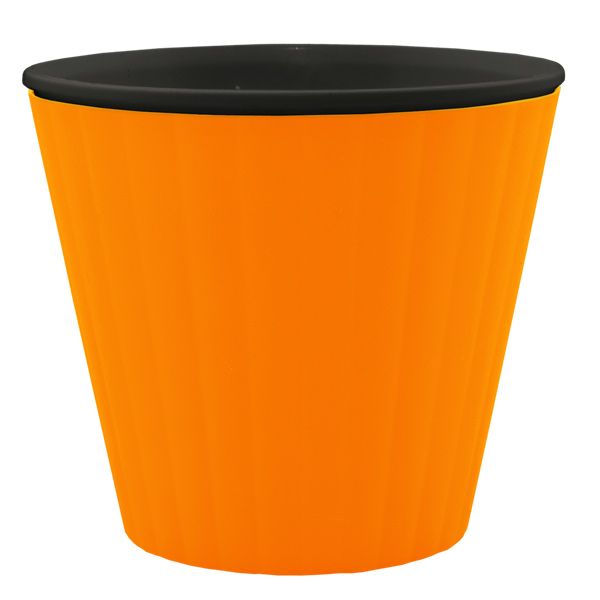 Горщик пластиковий Алеана Ібіс круглий 1,6л помаранчевий із чорним (114034) 