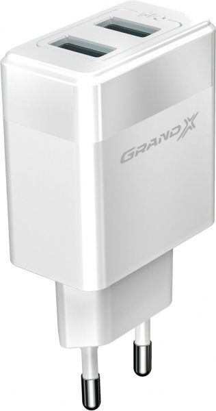 Зарядное устройство Grand-X CH-50W 2USB 5V 2,4A White