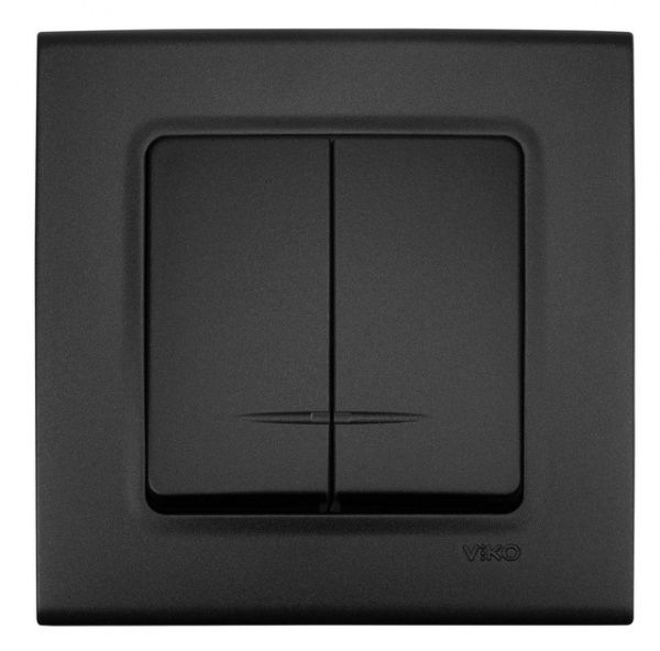 Вимикач двоклавішний Viko Linnera Life з підсвіткою чорна ніч
