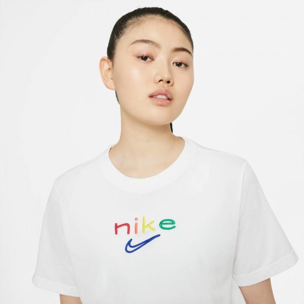 Футболка Nike W NK DRY TEE BOXY RAINBOW DD2848-100 р. S білий
