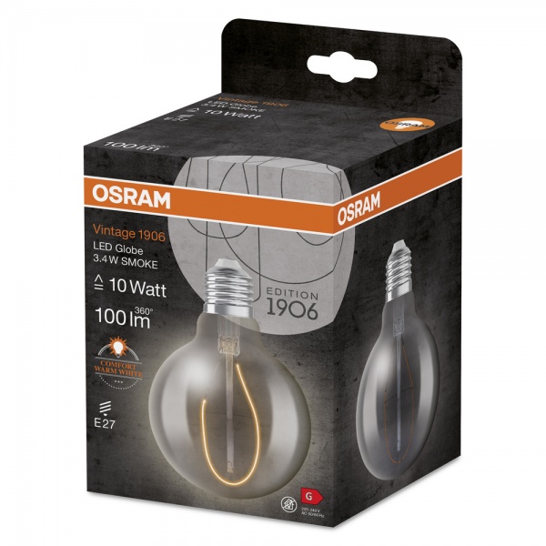 Лампа светодиодная Osram Vintage FIL Globe 818 SM 10 Вт прозрачная E27 220 В 1800 К 