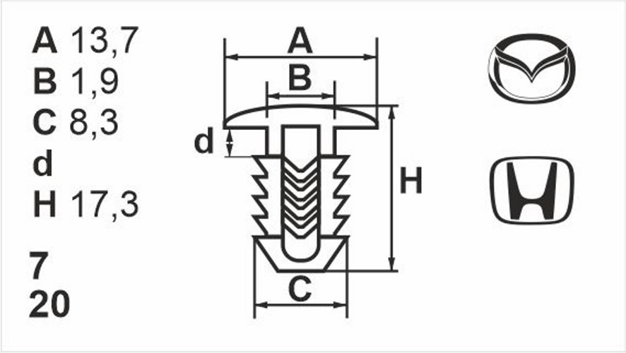 Клипса нажимная (уплотнители) Romix (B22143)