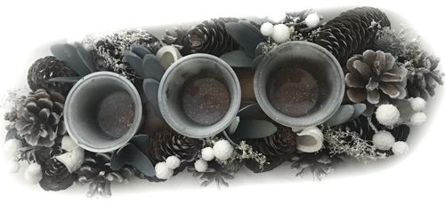 Венок-подсвечник с шишками и сухоцветами на 3 свечи 37х13х7,5 см 709317145 