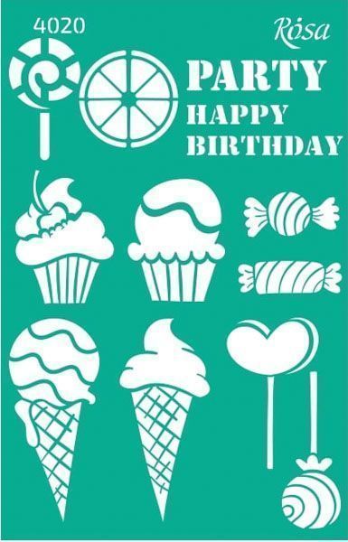 Трафарет многоразовый самоклеящий Cake Delicious №4020 GPТ50046022 130х200 мм Rosa Talent