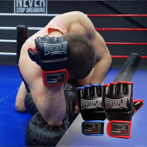 Перчатки для MMA PowerPlay р. M 6oz 3058 черный с синим