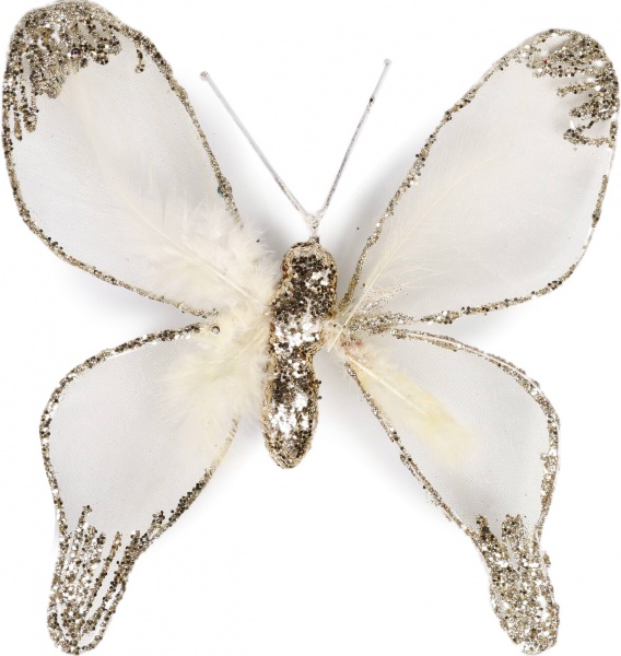 Декорация новогодняя Бабочка в ассортименте 20 см 