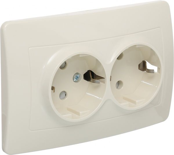 Розетка подвійна TEM Ekonomik 16 A 250 В слонова кістка VE16IWKS-U