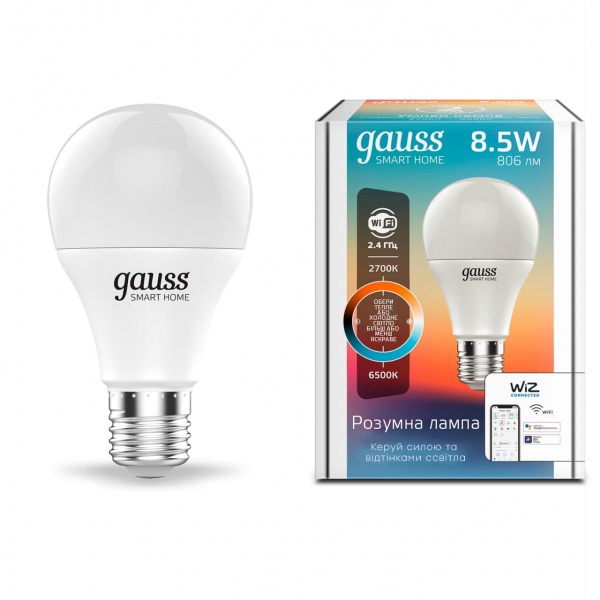 Лампа світлодіодна Gauss WIFI SMART DIM+CCT 8 Вт A60 матова E27 220 В 2700-6500 К 1130112 