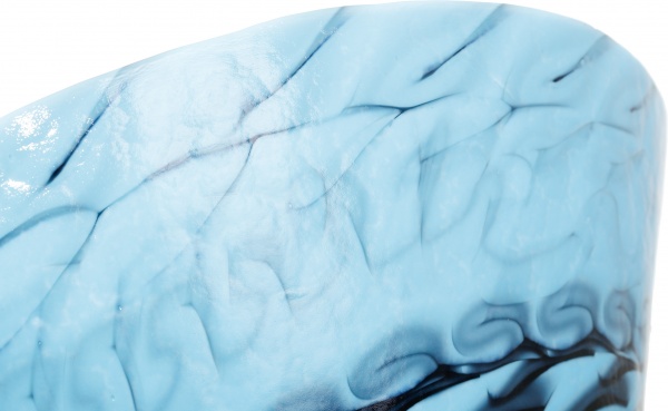 Фруктовниця Yalos Murano BELUS 18 см бірюзова з чорними нитками та перламутровим ефектом 