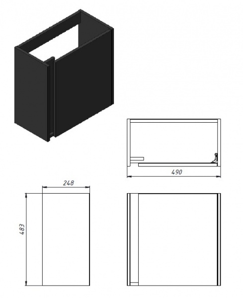 Тумба подвесная ЮВЕНТА Susie - 50 Антрацит с умывальником 