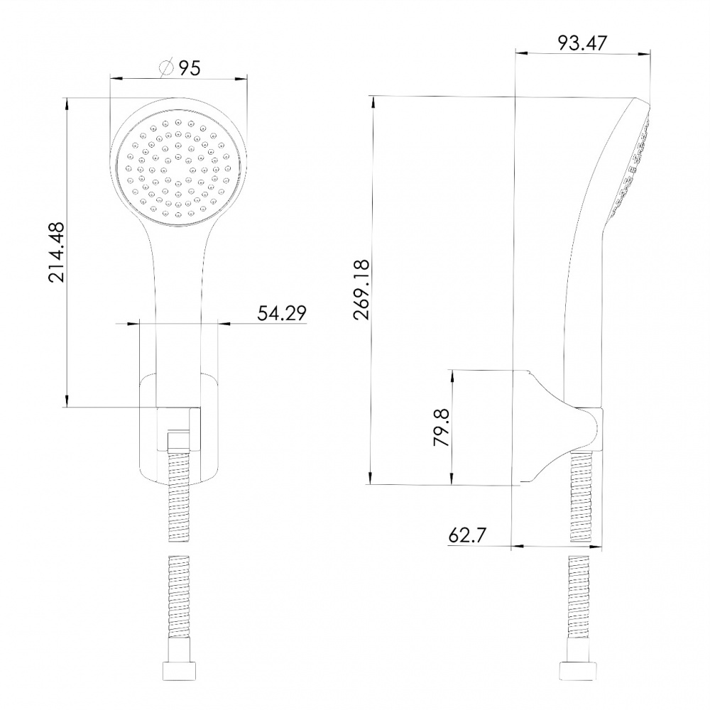 Душовий набір Imprese MODUS (лійка 1 режим, тримач, шланг 1500 мм PVC), чорний матовий