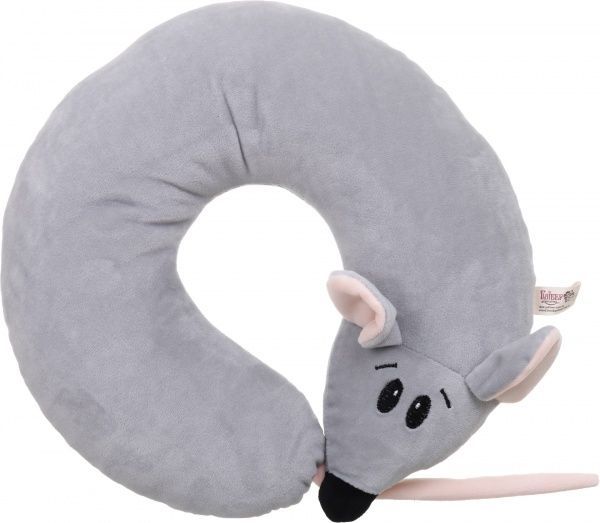 Подушка декоративна під шию Мишка 30 см сірий 