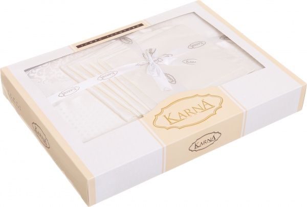 Скатерть с салфетками Caramel 160x220 см кремовый Karna 