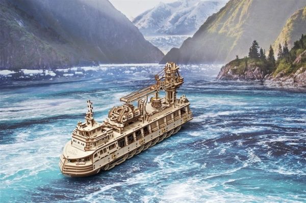 Деревянный 3D-конструктор UGEARS Научно-исследовательское судно