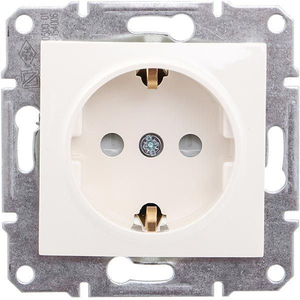 Розетка із заземленням Schneider Electric Sedna 16 А 250 В зі шторками кремовий SDN3000123