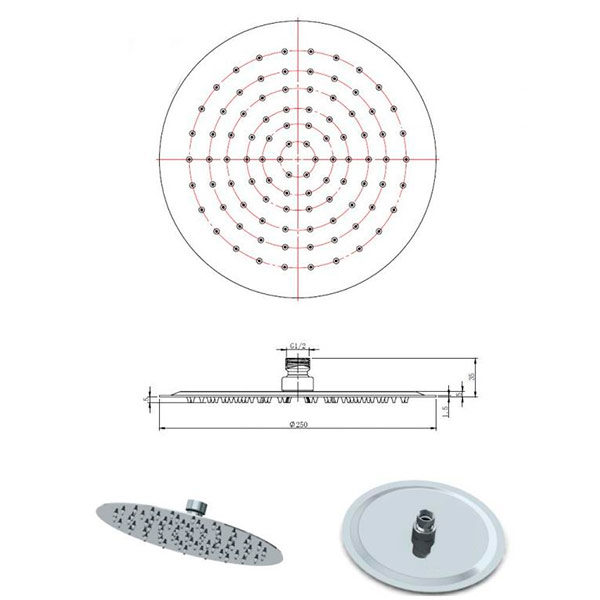 Лійка для душу Mixxen Атлантік раунд MXBZ0466-250 