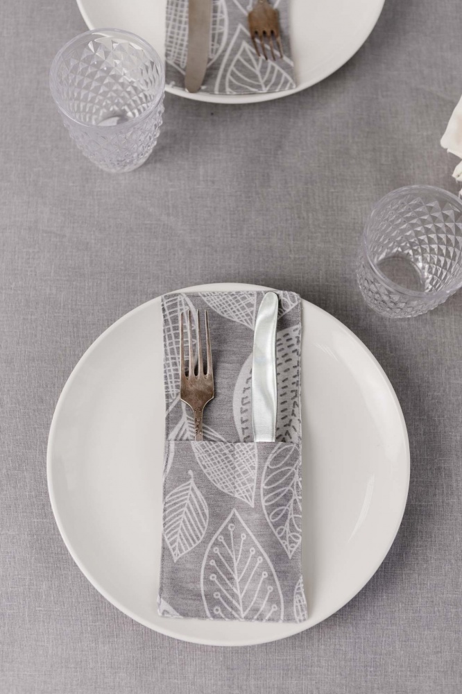 Чохол для приборів Прованс Листя 10x24 см сірий