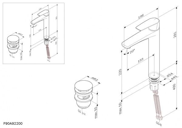 Смеситель для умывальника AM.PM Gem F90Е92200