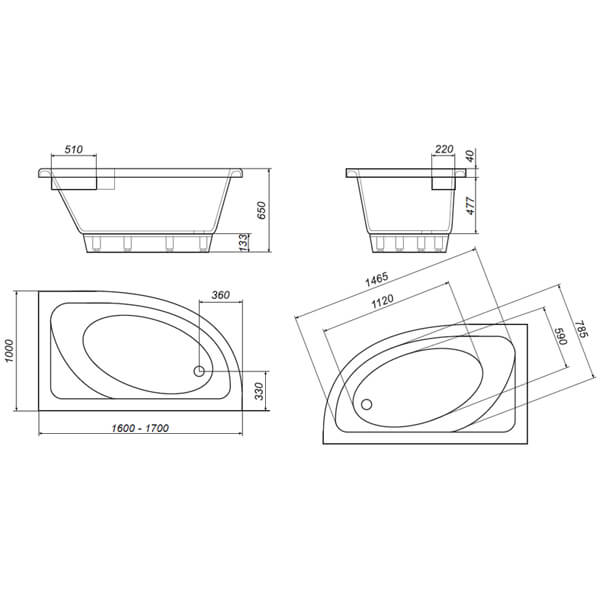 Ванна из искусственного камня Рок-Дизайн Лагуна L 170x100