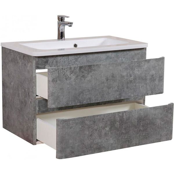 Тумба підвісна Aqua Rodos Акцент серый мрамор с умывальником Альфа 80