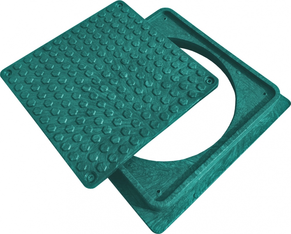 Люк ревизионный (обзорный) POLYMERGRAD 385x385 мм A15 с замком зеленый