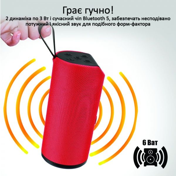 Портативная колонка Promate Chill 6W IPX4 2.0 red 
